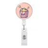 Kantoorschoolbenodigdheden Selling Cartoon Popcorn Telescopic Easy Pull Buckle Badge Reel met Achterkant Certificaat Cover