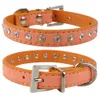 Web celebrity Tik Tok 6 colors XS S softer seude Leather Dog Collars Rhinestone cat collar for Small pet Puppy Collars8964408