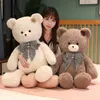 Teddybeer grote pluche gevulde speelgoedpop geruite vlinderdas decoratieve stof comfortabele vriendin slaapkussen sofa kussen