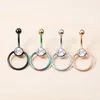 Chirurgische stalen navel ringen 14G Captive Bead Ring Navel Retainer met CZ Gem CBR BELLY-knop Ringen Piercing