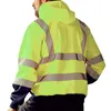 Herrjackor män arbetskläder hög synlighet arbete jacka kappa mens reflekterande säkerhet tröjor huva skräppläder vinter