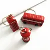 British Style Pendants Red Telephone Booth/London Bus/Mail Box Model 3D Keyring Key Chain For Gift