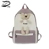 Fengdong kids school backpack kawaii school bags for girls lightweight nylon book bag student cute backpack children schoolbag LJ201225