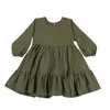 Spring Toddler Girls Dress Cotton Solid Full Sleeve Children Ruffles Kids Dresses Fashion Girl Clothing 996 E3