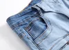 Nieuwe Aankomen 88155 Verfraaid Geribbelde Stretch Moto Heren Jeans Multi Pocket Biker Mannelijke Slanke Blauwe Broek/broek maat 28-40 Dy8k