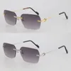 Latest Fashion Metal Large Square Styles Rimless Sunglasses 18K Gold Male and Female Sun Glasses Luxury Protection Eyeglasses Fash339I