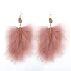 Bijoux fantaisie femmes plume d'autruche Druzy pierre longue balancent boucles d'oreilles cadeau