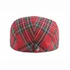 Berets Womens Plaid Flat Beret Mens Ivy Gastby Cabbie Cap Unisex Cotton Sboy CapBerets