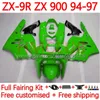 Bodywork de moto para Kawasaki Ninja ZX 9R 9 R 900 CC ZX9 R ZX900C 94-97 BODY 23NO.23 ZX900 900CC ZX-9R ZX9R 94 95 96 97 ZX-900 1994 1996 1996 1996 Oem Fairing Kit Lucky Green