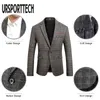 URSPORTTECH Giacca da uomo stile britannico Casual Slim Fit Giacca da uomo Blazer scozzese da uomo Cappotto Terno Masculino Plus Size M-5XL 220514