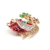 30 Pcs/Lot Custom Brooches Fashion Enamel Rhinesone Sled Shape Christmas Pin For Xmas Gift/Decoration