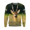 Sweat à capuche imprimé cerf de chasse en 3D pour hommes, pull ample, européen et américain, nouvelle collection automne/hiver