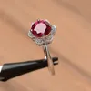 Cluster Rings Utimtree 925 Sterling Silver Red Crystal Ring With Bling Zircon Stone For Women Fashion Jewelry Wedding Engagement R3386130