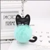 Porte-clés Bijoux 8cm boule de fourrure artificielle pour les femmes 15 styles doux peluche animal chat pompon porte-clés sac charme pendentif Fashi Dhov6