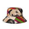 패션 레인보우 여자 버킷 모자 모자 플로럴 프린트 여름 남성용 파나마 어부 모자 힙합 트렌드 선 보호 모자 220511