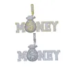 Gold Sier Color MONEY BAG Letter Pendant with Rope Chain Iced Out Cubic Zirconia Pendants Hip Hop Jewelry Gift for Women Men