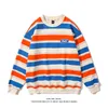 Män överdimensionerade sweatshirt Spring Hip Hop Streetwear Colorful Stripes Women Sweatshirt Harajuku Par Retro Korean Hoodie Men 220816