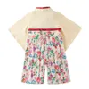 Baby Girl Kimono Ubrania dla niemowląt Japończyka Romper Print Kimono Floral Print Red Bow Kawaii Odzież maluch dziewczyn ubrania dla dzieci g8718766