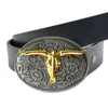 Riemen ify drop ovale cowboys dier Golden Bull's Head Man Belt Buckle met 40 mmbelts