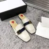 slippers luxury fashion loafers genuine leather sandals casual shoes metal chain shoe with box size 35-46