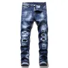 Ripped Patch Jeans Designer Hommes Pantalons Skinny Moto Motards Automne Hiver Droite Slim Fit Long Pantalon avec Fermeture Éclair Classique À La Mode Punk Rocker Vêtement