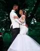 2022 Arabski Aso Aso Ebi Ebi -Mermaid Lace Beaded Wedding Dress Sheer Szyja Krzyki Seksowne suknie ślubne sukienki ZJ330