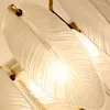 Feather Design Wall Lamps Frosted Glass LED Sconce Gold Metal Lighting Fixture for Hallway Corridor Living Room Study Bedside