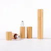 3/5/10ml Bamboo Essential Oil Bottle with Glass Inner and Stainless Steel Roller Ball Travel Perfumes Bottles Container