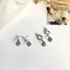 Clip-on Vis Retour Mignon Simple Goutte D'eau Faux Piercing Vintage Boucles D'oreilles Bleu Tempérament Cristal Pour Les Femmes