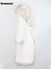 Nerazzurri zima długie białe, gęste ciepłe luksusowe eleganckie puszyste faux futra kobiety z futrzanymi szarami europejskimi moda 2022 T220810
