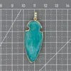 Pendant Necklaces 2 Pcs Natural Amazonite Arrow Head Shape With Electroplated Stone Charm Woman Jewelry