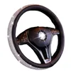 O volante do volante capas de luxo Crystal Auto Car couro para mulheres meninas com Bling Interior AccessoriessTeering