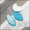 Dangle Chandelier Fashion Three Layer Leaf Pu Leather Dnagle Earring For Women Unique Designer Colorf Sier Plated Hook Drop Earrin Dhote