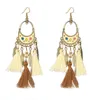 Boho Women Dangle Earrings Jewelry Brincos Vintage Bohemia Dripping Oil Gold Color Leaf Tassel Earrings