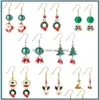 Baumelnde Kronleuchter-Ohrringe, Schmuck, Damen-Kristall, Weihnachtsmann, Schneemann, Tropfen, Neujahr, rotes Pompon-Set für Mädchen, Weihnachtsgeschenk, schnelle Schiffslieferung, 20