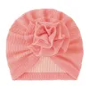 Solid Color Baby Hat Big Ruffled Flower Baby Girl Turban Head Wraps Kids Bonnet Beanie Newborn Photography Props