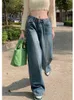 2022 Women Women Basic Vintage Baggy Jeans Jeans calças soltas Colo