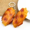 Keychains Creative Simulation PVC Food Keychain Roasted Chicken Mid Joint Wings Pendant Keyring Car Bag Backpack Ornament Jewelry Gifts