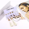 Dangle & Chandelier Boho Acrylic Tassel Earrings Set For Women Fashion Big Geometric Round Circle Crystal Flower Heart DIY JewelryDangle Kir