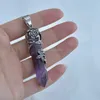 Nature Stone Hexagon Prism Pendants amethyst opal Quartz Bullet Crystal Healing Jewelry Charms women men Pendant Necklace Fashion