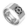 Bague en acier inoxydable et argent, punk juif maçonnique pour hommes, symbole étoile à six branches, étoile de David, anneaux de religion, bijoux de 8 mm de large