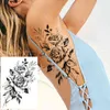 NXY Temporary Tattoo Yuran Black Tulip Totem Tattoos Stickers Women Body Waist Arm Art Bracelet Girls Butterfly Tatoos Rose Chains 0330