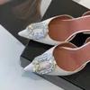 Amina muaddi Begum Dress Shoes Crystal-Embellished buckle stain Pumps shoe spool Heels sandals factory footwear women's Luxury Designers