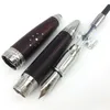 Luxury Pennor Röd eller Svart Ull Begränsad Edition Tyskland Märke Silver Clip Fine Carving Classic Ink Writing Fountain Pen