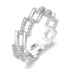 luxury shining crystal CZ zircon band rings hoop double row hollow nice ring jewelry for women