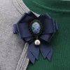 Broche nœud papillon en ruban côtelé rétro, mode coréenne britannique pour femmes et filles, Style collège, chemise, pull, col Corsage, bijoux floraux