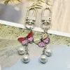 Colorful Imitation Pearl Butterfly Pendant Keychain Insects Car Key Chain Women Bag Charms Accessories Jewelry Gifts