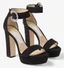 22s летние роскошные бренды Mionne сандалии на платформе обувь для женщин Кристалл Пряжка Блочные каблуки свадебное платье леди обувь со скидкой