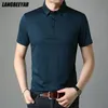 Najwyższej klasy jedwabne letnie męskie koszule Polo Krótkie rękawie swobodne topy mody koreańskie odzież moda D220615