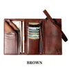 Wallets Men Vintage Long Carteira Longa Casual Trífolo Multi-slot Porta de cartão Cash Saco de embreagem com bolso de moeda com zíper do telefone